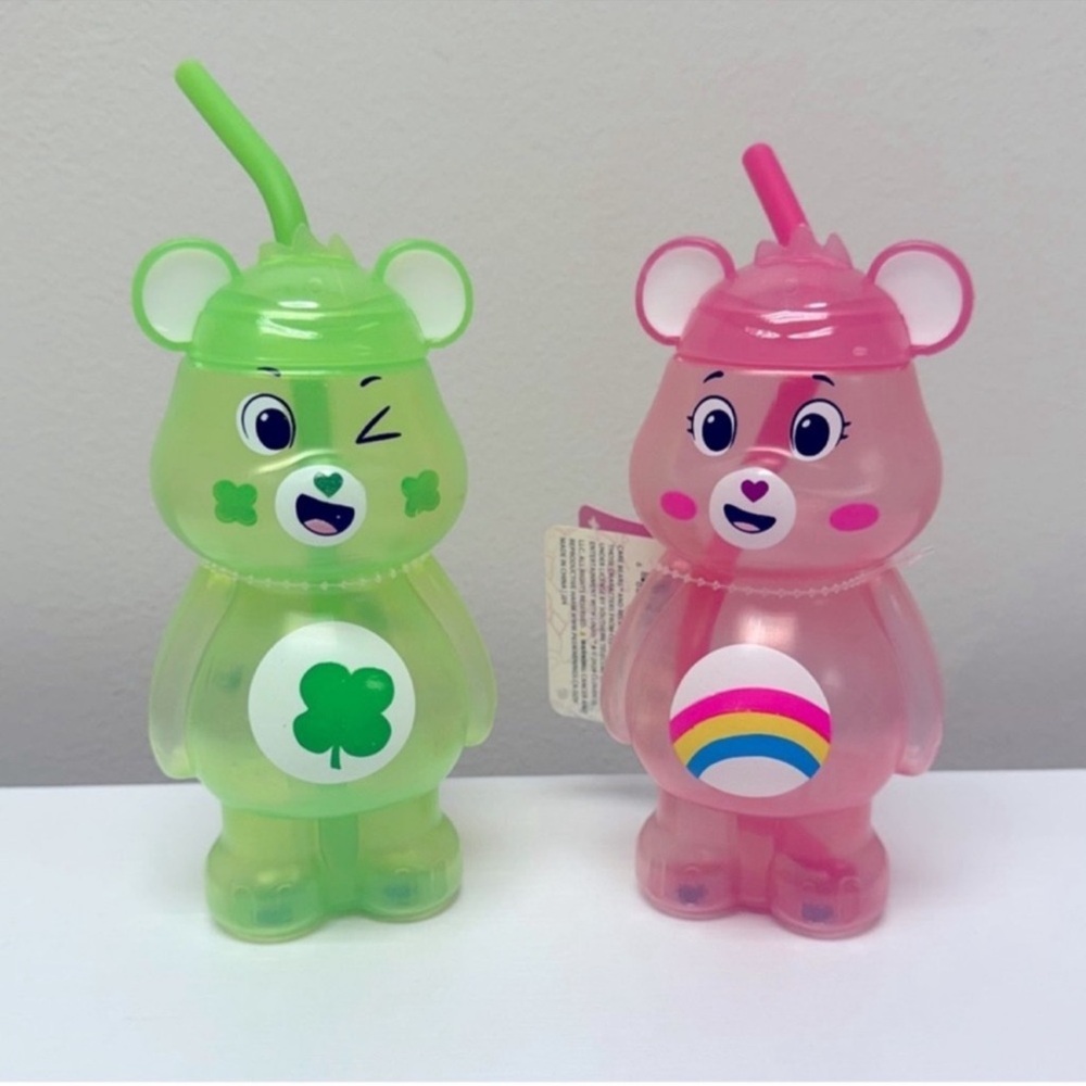 New Target Bullseye Playground set of 2 Care Bear Drinkware Kids Cups w/ straws